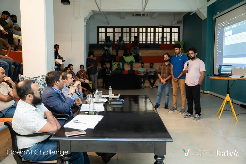 TalonTech pitching IKMS to the judges at the AI Hackathon run by Veracity Group and Hatch